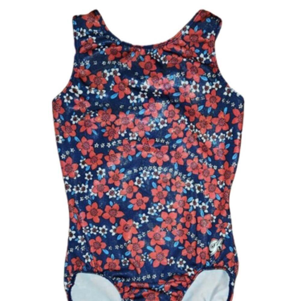 GK Leotard Flower Garden Print || XS Adult or Med Child EUC